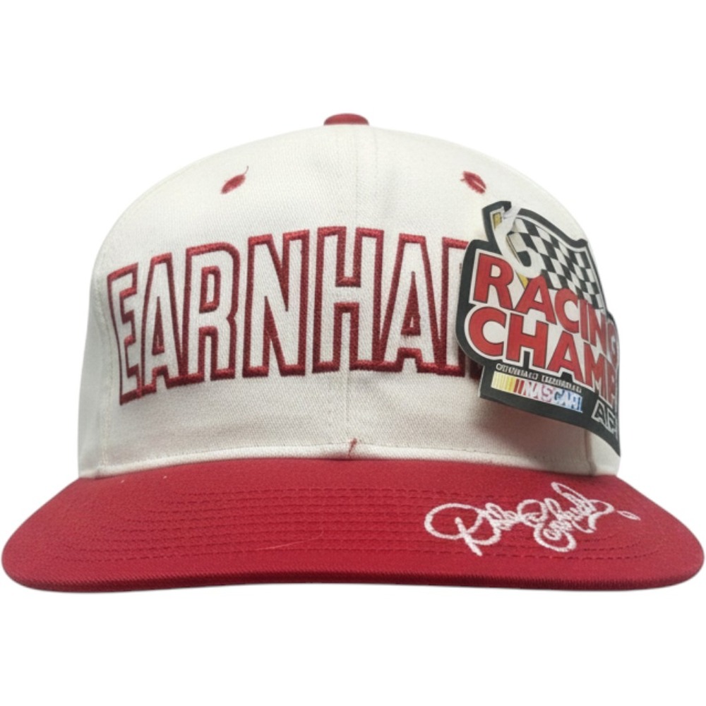 Vintage Racing Champions Hat Adjustable White Red Dale Earnhardt NASCAR 3